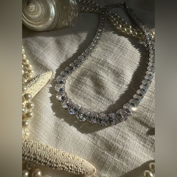 Oval cut cubic zirconia tennis necklace super sparkly  - Picture 12 of 13